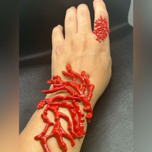 Zara Miro’s Coral Abstraction Bracelet and Ring Set-Bold And Unique - Picture 12 of 13